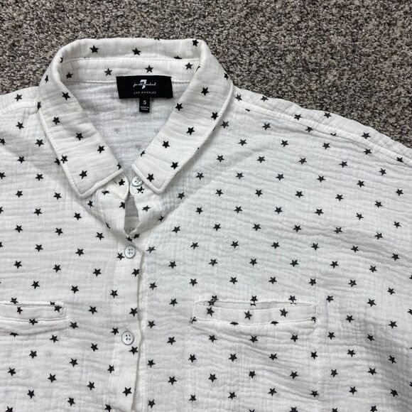 7 For All Mankind Mens S Geometric star‎ all over print short Sleeve Button Up - Picture 1 of 8